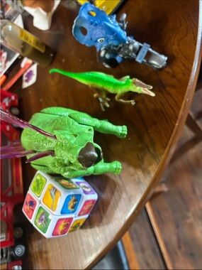 Green Dinosaur Toy Trio - Bright Green & Blue Figures